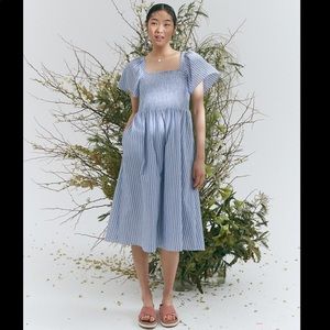 Madewell Lucie Smocked Midi Dress in Stripe
